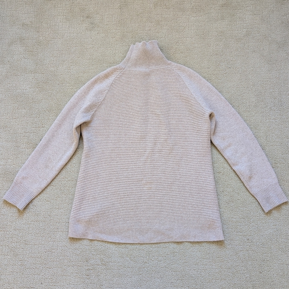 Garnet Hill 100% Cashmere Turtleneck Sweater Womens L Cable Knit Cozy Luxury - Picture 4 of 10